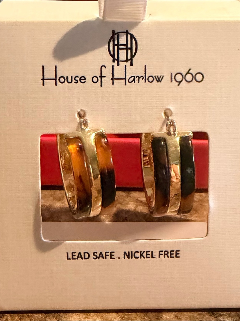 House of Harlow 1960 Goldtone Amber Tortoise Shell Look Earrings
